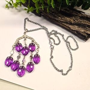 Sarah Coventry Purple Silver Necklace